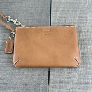 Brown Leather Coach Wristlet Purse